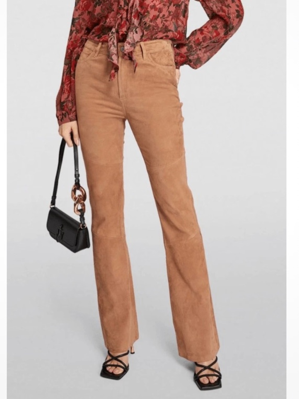 PAIGE real Suede Laurel Canyon Hi Rise Trousers in Toffee Bronze size 27